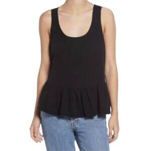 Current Elliot  Black Cotton Gauze Ballet Tank Washed Top Raw Hem Small / Medium